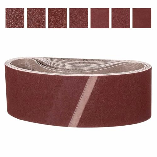 CoCud Banda de Lijado de 100mm x 610mm, 14pcs 40/60/80/120/180/240/400 Grano Cintas para Afilar Cuchillos para Afilador de Cuchillo Herramienta de Tallado de Metal para Lijadora de Banda