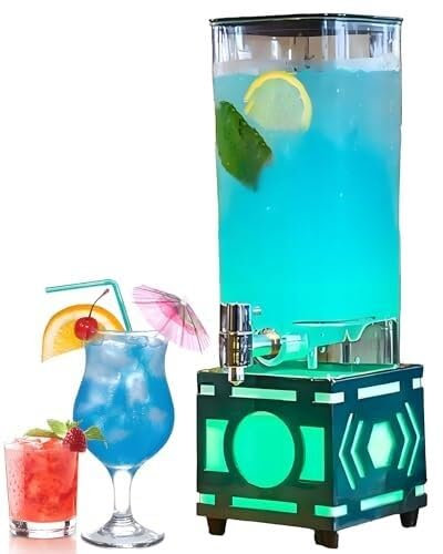 Tireuse à bière 3 L avec éclairage LED – Robinet à bière en Acier Inoxydable for fêtes, Bars et Clubs – Style Brasserie française(Green)