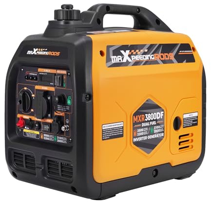 maXpeedingrods Generatore di Corrente Silenziato GPL e Benzina 3500W Inverter Portatile 4 Tempi Generatore Silenziato per all'Aperto Campeggio Partito Cantiere