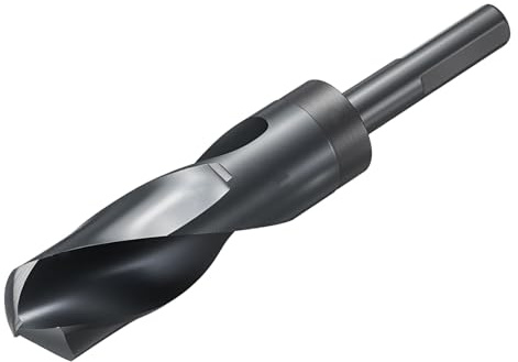 sourcing map 28mm Drill Bit 1/2 Reduced 3-Flat Shank M2 High-Speed Steel | Nitriding Black 135° Bits for Hard Metal Stainless Steel