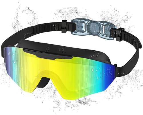 Ambienden Gafas de Natación Niño, Anti-empañamiento & UV, Campo Visual Amplio, Ajuste Rápido, Sellado de Silicona, Gafas Natación Unisex 3-14 Años, DD-GNBK