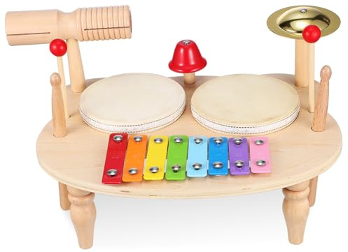 ibasenice Holz Mini Schlagzeug Kit Schlaginstrument Xylophon Musikinstrument Für Anfänger Und Xylophonschlägel Inklusive Lehrinstrument Aus Holz