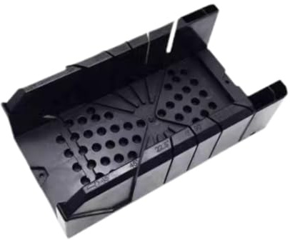 Caja de inglete para sierra de carpintería, guía de corte angular con varilla para jardinería en el hogar al aire libre, negro, 12.5 a 12.5 pulgadas, negro con varilla