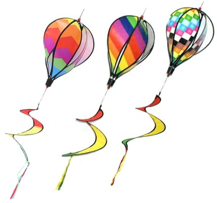 Parliky 3 pièces Lot de Moulins à Vent Montgolfière Colorés pour Jardin Décorations Suspendues Résistantes Aux Intempéries Ornement Rotatif Extérieur pour Cour et Fête
