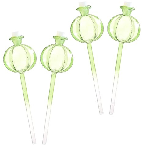 GLEAVI Lot de 4 Globes D'arrosage en Verre Transparent de Cactus, Dispositif D'arrosage Automatique pour Plantes D'intérieur et D'extérieur, Système Goutte à Goutte pour Jardinières