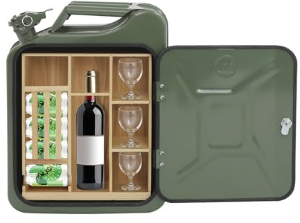 Queeucaer Kanister Mini Bar mit Gravur - Metall Mobile Bar - Geburtstagsgeschenk für Männer personalisierte - Abschließbarer Minibar, 35x15,5x47cm, mit Schloss und Schlüsseln, für Outdoor und Partys