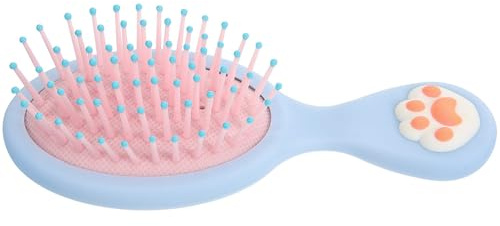 Cute Cat Claw Padded Hair Brush for Girls, Portable ABS | Travel and Home Use, Blue Delicate Design, Comfortable Grip, Safe and Sturdy Everyday Grooming Tool Random Color