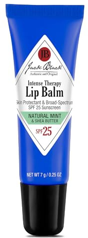 Jack Black Intense Therapy Lip Balm, 0.25-Oz. – Natural Mint & Shea Butter, SPF 25 Sun Protection, Lip Moisturizer, Hydrating Lip Balm with SPF, Long Lasting Treatment