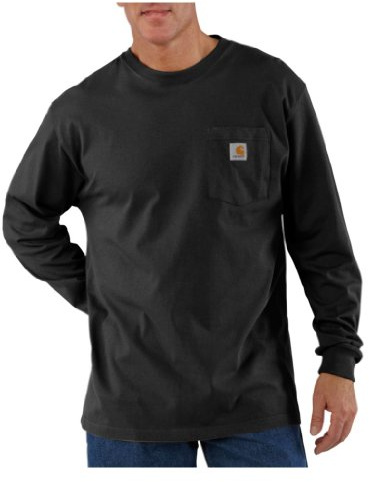 Carhartt Herren Loose Fit, schweres, langärmliges Pocket T-Shirt mit Tasche, Schwarz, S