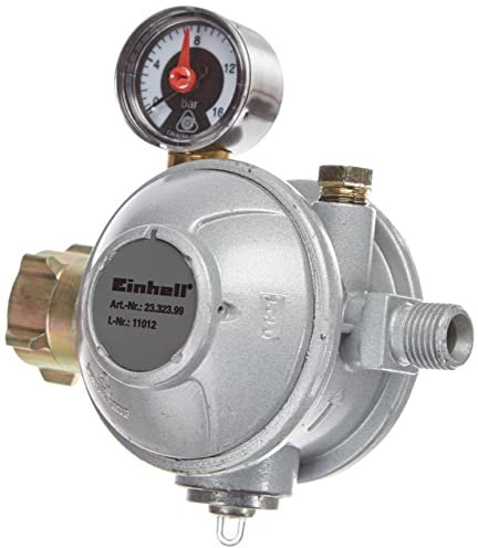 Original Einhell Innendruckregler 50 mbar (Gasheizofen-Zubehör, 0,3 bis 16 bar Eingangsdruck, 50 mbar Ausgangsdruck, integriertes Manometer, Überhitzungsschutz)