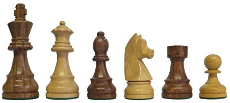 SchachQueen - Bundesliga Turnier Schachfiguren braun/weiß Classic Holz Königshöhe 97 mm