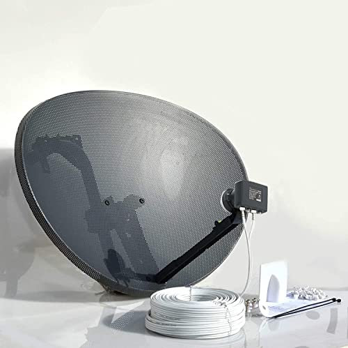 SSL Satellites 80CM Zone 2 Freesat HDR Satellite Dish DIY Self Installation Kit, Latest Dish with Quad LNB, 30 Meter Twin White Coax Cable, All necessary Brackets, Bolts and SATELLITE FINDER