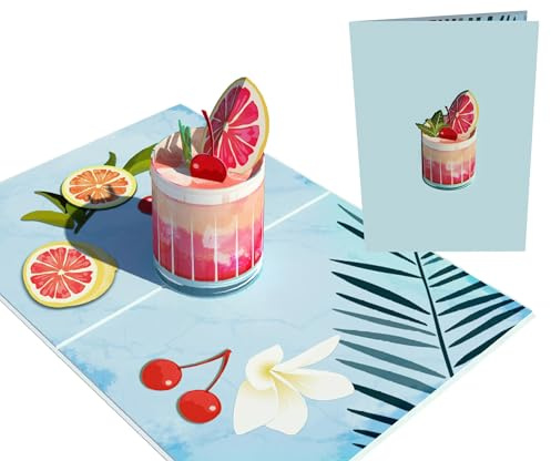Sweetpopup® 3D Pop-Up Karte Cocktail – Sommerliche Glückwunschkarte für Geburtstag, Urlaub & Party – Stilvolle Einladung zu Drinks & gemeinsame Zeit / 023