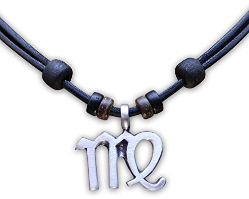 HANA LIMA 1 von 12 Sternzeichen Tierkreiszeichen an verstellbarer Halskette Horoskop Horoscope Lederkette Surferkette