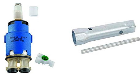 Grohe | Zubehör - Kartusche | 28 mm, mit keramischem Dichtsystem für Einhand-Waschtisch und Bidetarmaturen | 46580000 & Silverline 656636 Rohrschlüssel für Überwurfmuttern 27 u. 32 mm