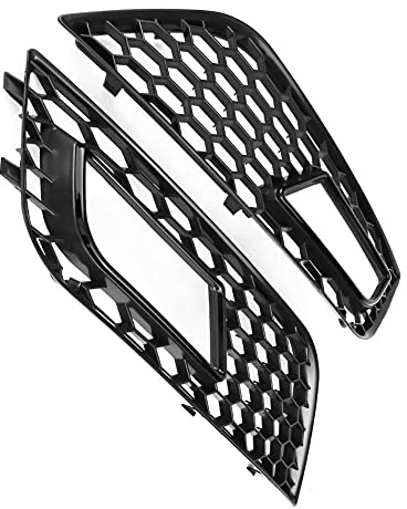 Nebelscheinwerfer Grill mit Frontstoßfänger, 2 Stück Frontstoßstange Grill Nebelscheinwerfer für KFZ Auto B8.5 2013-2016 & RS4 Glossy & Black）