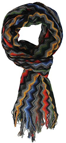 Rotfuchs Strickschal Wollschal Winterschal Warm Zick Zack modisch mehrfarbig Wolle 190 x 52 cm Made in Germany