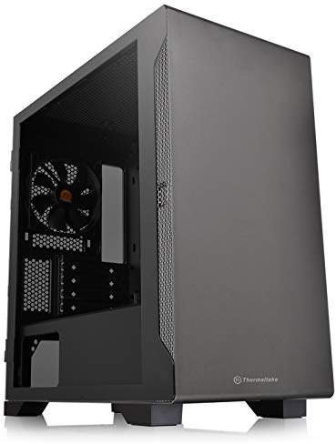 Thermaltake CA-1Q9-00S1WN-00 S100 Tempered Glass Black Edition Micro-ATX Mini-Tower Computer Case with 120mm Rear Fan Pre-Installed