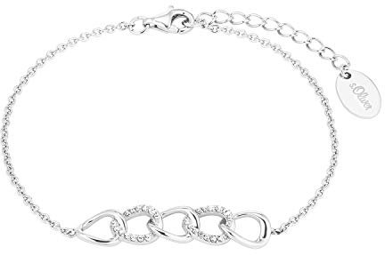 s.Oliver Armband 925 Sterling Silber Damen Armschmuck, mit Zirkonia synth., 17+3 cm, Silber, Kommt in Schmuck Geschenk Box, 2028498