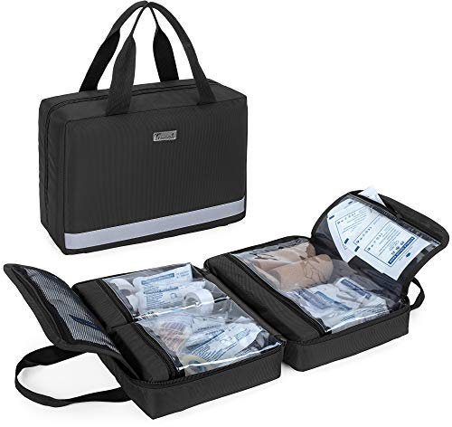 Trunab Trousse de Premiers Soins Voiture Noir, Vide, Sac Seulement Pochette Pharmacie,Trousse de Secours Professionelle pour Kits d'Urgence, Idéal pour Maison, Camping, Voyage et Randonnée