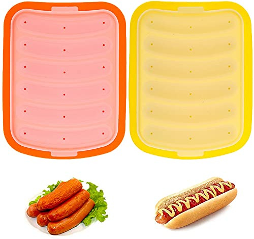 Wurstform Silikon-Wurstform, Hot Dog-Form, DIY Hot Dog-Form, antihaftbeschichtet, für BBQ Backen Kochen Home Küche, 6 Cavities