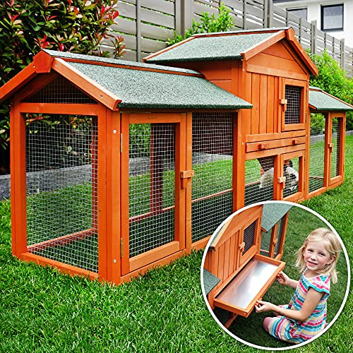 Cage Clapier Enclos Lapin 210x85x54cm Petits Animaux Modele XXL 040