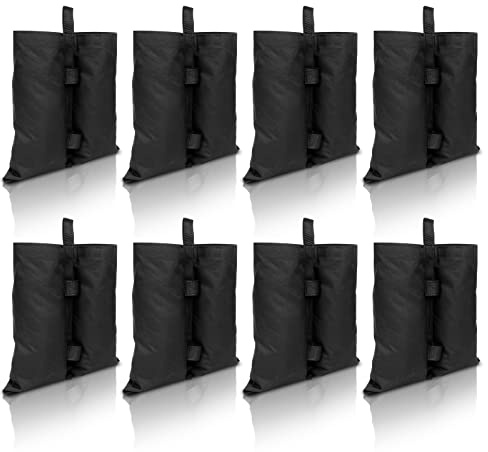 Jiubiaz Lot de 8 sacs de sable pour tonnelle pop-up, pieds de tonnelle, sacs de sable, poids pour tonnelle, noirs