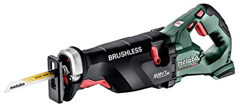 metabo Akku-Säbelsäge SSEP 18 LTX BL MVT - 18 V - Brushless Motor, Vario-Elektronik, Pendelhub, LED-Licht, vibrationsarm, werkzeugloser Sägeblattwechsel - Ideal für anspruchsvolle Anwendungen