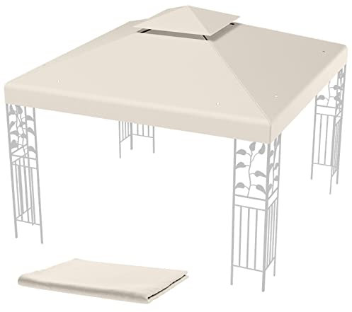 COSTWAY Toile de Rechange pour Pavillon de Jardin 3 x 3 M en Polyester Impérméable Haute densité 160g/m², Toile de Toit pour Pavillon Tonnelle Tente (Beige)