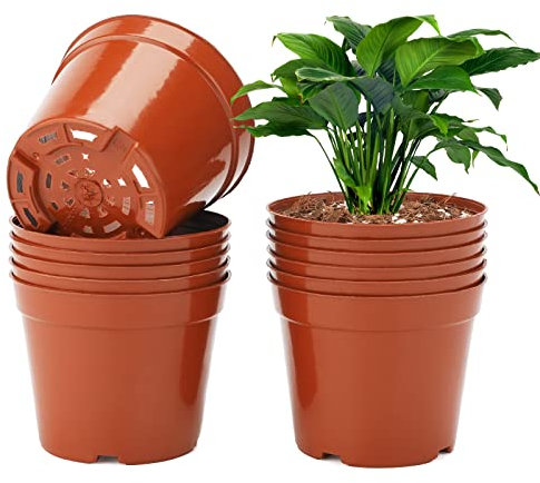 KINGLAKE Anzuchttöpfe 10cm, 12 Stück Pflanztöpfe Anzucht Premium, Pflanzentöpfe Blumentöpfe Kunststoff Klein, Anzuchttopf Töpfe Plastik Rund für Sämlinge Setzlinge Pflanzen