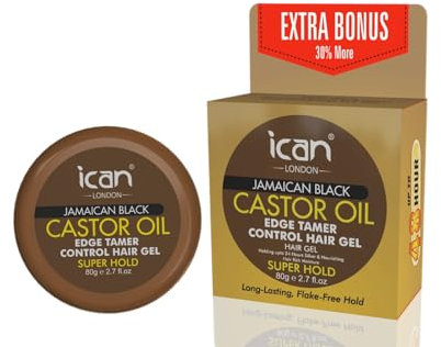 ican London Jamaican Black Castor Oil Edge Control Hair Gel Super Hold 80g