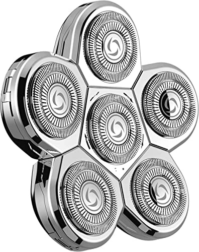 Elektrisk shaver ersättningshuvud för Bald män våt och torr (6 huvuden silver)