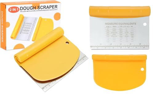 Raschiapasta ottimale in un pratico SET DA 2 PEZZI, tagliapasta in acciaio inox, spatola grande in plastica per impasti, tarocco per impasti, ideale aiuto multiuso in cucina per l'uso quotidiano