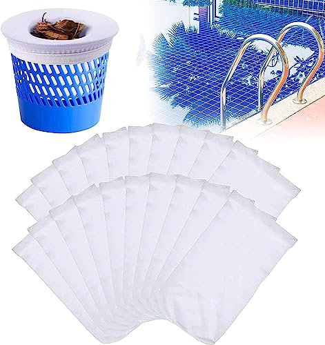 EHOTER 20pcs Chaussettes Skimmer Piscine Pool Skimmer Socks Filtre Skimmer Piscine Réutilisable Et Super Élastique pour Panier De Piscine (Blanc)