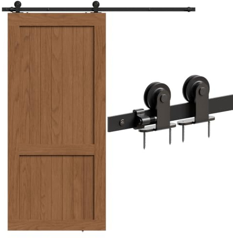 WOLFBIRD Sliding Barn Door Kit, 6FT/180CM Hardware Kit, for Single Wooden Doors, T-Shaped Hanger for Interior Door
