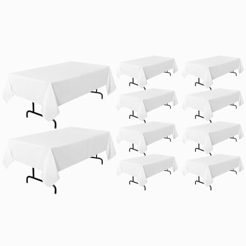 Vnituasr 10er-Pack weiße Rechteckig Tischtuch, 153×260 cm Polyester-Tischdecken