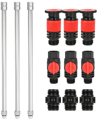 Eden Arroseur Multi-réglable avec Extension en métal (12 pièces), se connecte à la Plupart des systèmes d'arrosage filetés Standard (1,27 cm) pour pelouse et Jardin