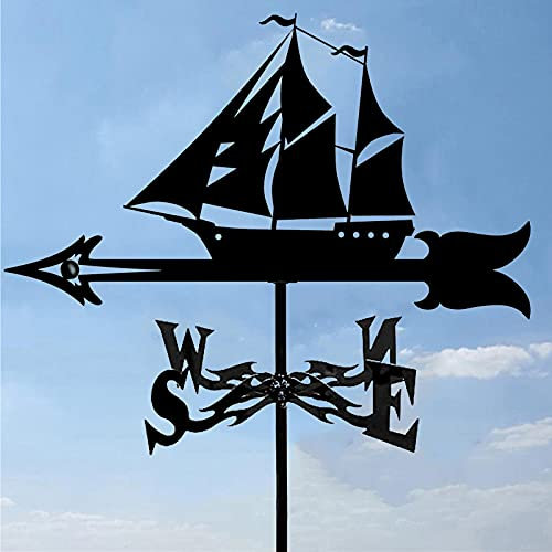 Velero Veleta de hierro duradero retro escena de granja jardín estaca al aire libre patio veleta de hierro forjado veleta de viento adorno indicador de dirección del viento profesional