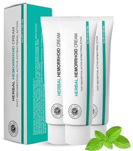 Kräuter-Hämorrhoiden-Creme, Hämorrhoiden-Creme zur Linderung von Beschwerden, für Männer und Frauen (3 STÜCK)