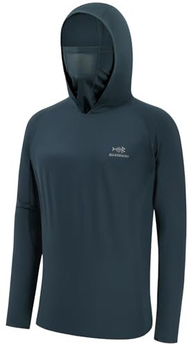 Bassdash UPF 50+ Men’s Long Sleeve Fishing Shirt with Mask UV Neck Gaiter Hoodie Slate Blue