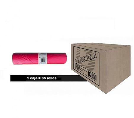 Caja Bolsa basura 120 Lt. 85x105 mm. Caja 35 rollos - 350 bolsas XL Rojo.
