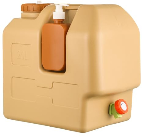 HTU 20L Water Container with Spigot and Soap Dispenser Portable Camping Water Jug BPA Free Water for Camping Car Outdoor Hiking Picnic Emergency