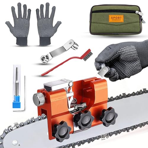 AUMEL Chainsaw Sharpener Kit Universal 3/8'' 1/4'' 0.325 Chain Saw Sharpener,Upgraded Chainsaw Sharpening Jig with Durable Tungsten Carbide Bit for STIHL Husqvarna Series