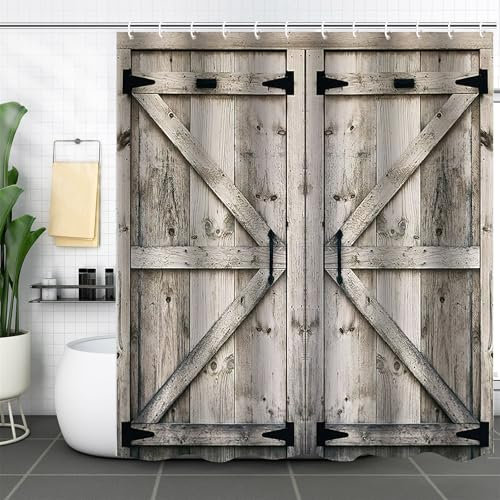 FAIRYGATE Extra Wide Shower Curtain Garden Shower Curtains Outdoor Waterproof Design and Polyester Quick-Drying Bathroom 180×180CM and Washable with 12 Hooks B8317