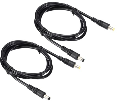 PATIKIL 3Ft 5.5 x 2.5mm Male to 5.5 x 2.1mm Male DC Power Cable, 2 Pcs 18AWG Wire Adapter Connector Charging Cord for DVR Router Surveillance Camera, Black