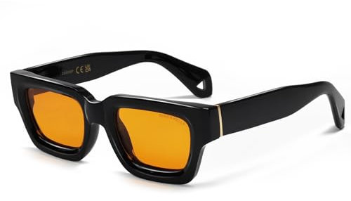 SHEEN KELLY Klobige quadratische Retro-Sonnenbrille für Männer und Frauen, trendige dicke schmale rechteckige Designer-Sonnenbrille im 90er-Jahre-Stil