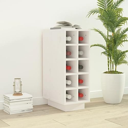 AJJHUUKI Möbelstück Weinschrank Weiß 23x34x61 cm Massivholz Kiefer