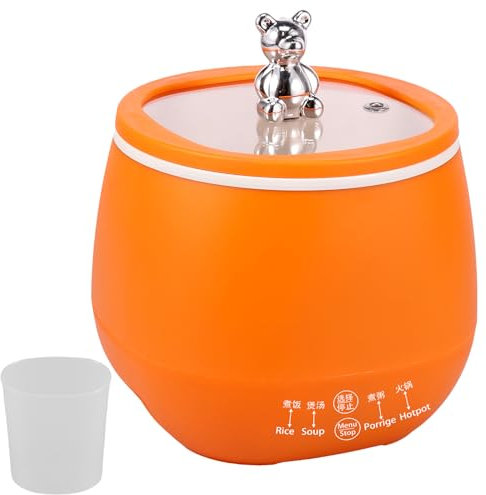 Mini Rice Cooker, 1.8L Small Electric Rice Cooker with Automatic Cooking & Keep Warm Function for 2-4 Servings, Non-Stick Inner Pot,Multifunctional Electric Cooking Pot with Measuring Cup (Orange)