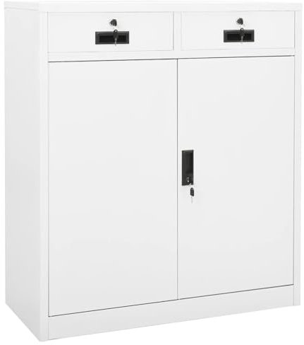 ShGaxin Büroschrank, Aktenschrank, Werkzeugschrank, Metallschrank, Stahlschrank, Kellerschrank, Universalschrank, Lagerschrank, Weiß 90x40x102 cm Stahl