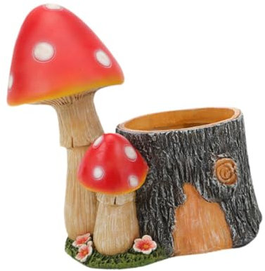 Colcolo Maceta de Resina con Forma de Hongo iluminada, Maceta para Flores, Maceta para Escritorio, Adorno de Mesa para Interior y Exterior, versátil y